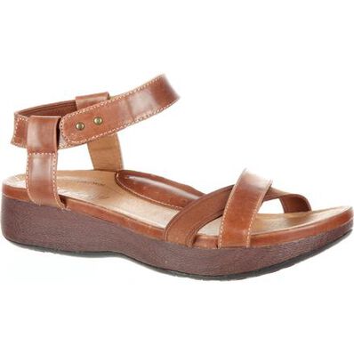 4EurSole Gentle Touch Women's Dusty Chocolate Low Wedge Ankle Strap Sandal, , large